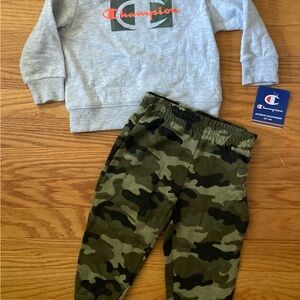 Champion Kids' Gray and Camouflage Joggers set size 24m